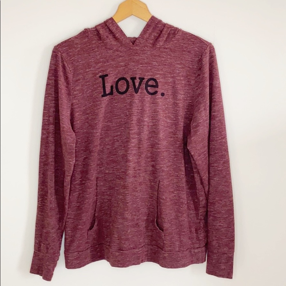 Anybody Burgundy Love Pullover Hoodie Top